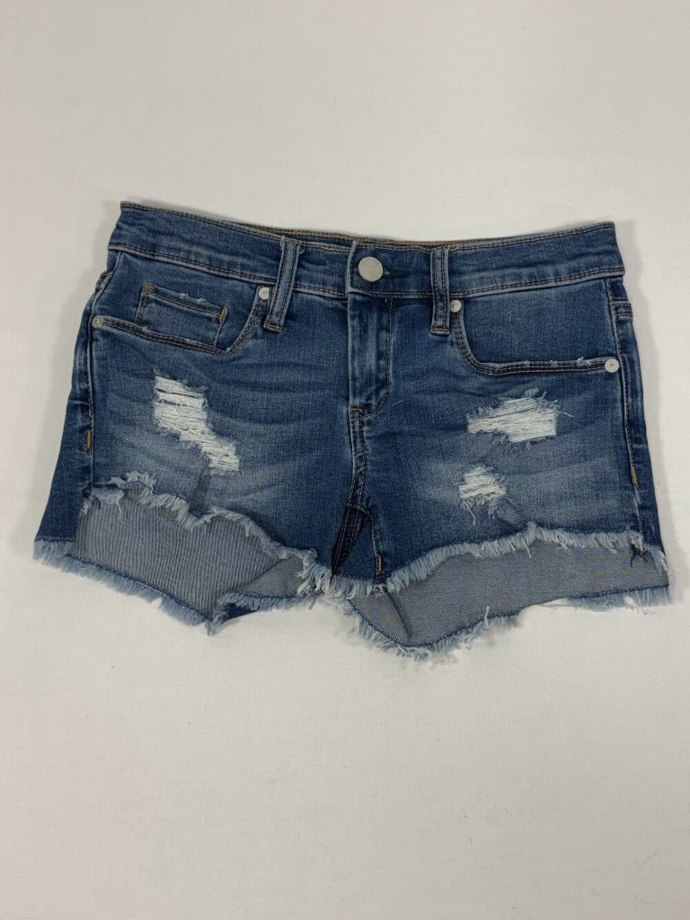 Distressed Raw Hem BlankNYC Blue Denim Cut-Off Short Size 24